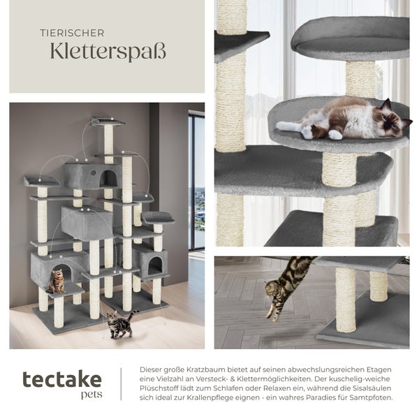 Kratzbaum tectake Entissar inklusive Kippschutz 214 cm grau