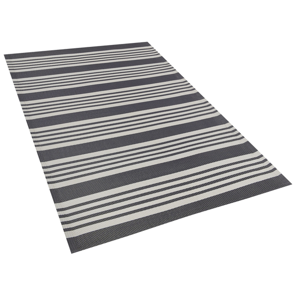 Rechteckiger Outdoor Teppich mit gestreiftem Muster fuer Garten und Terrasse