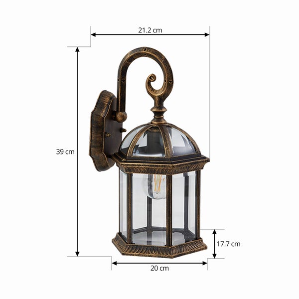 Lindby Wandleuchte außen (Laterne) Adelisa (spritzwassergeschützt (Landhaus, Vintage Rustikal) in Bronze aus Aluminium (1 flammig E27) - Außenwandleuchten Wandlampe Led Außenlampe Outdoor
