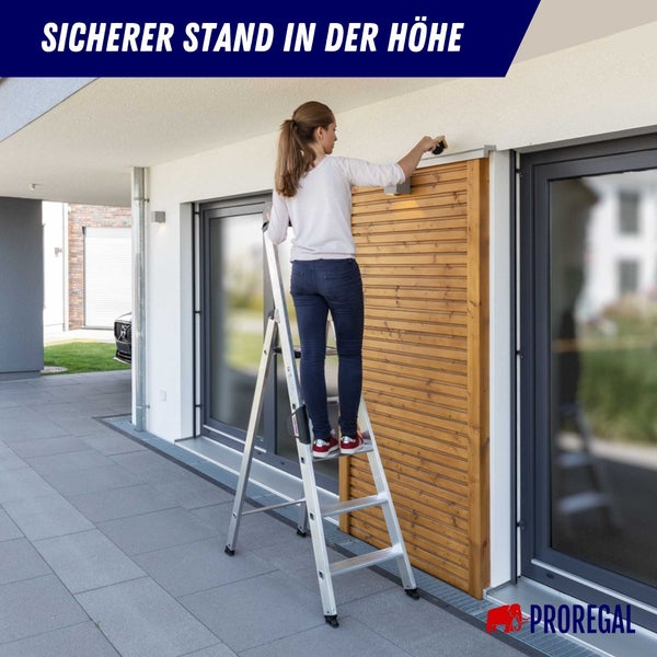 PROREGAL Stufen-Stehleiter Einseitig Begehbar 7 Stufen