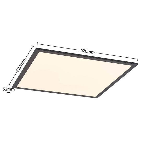 Quadratisches LED-Panel mit Abmessungen von 620 mal 620 Millimeter und einer Tiefe von 52 Millimeter.