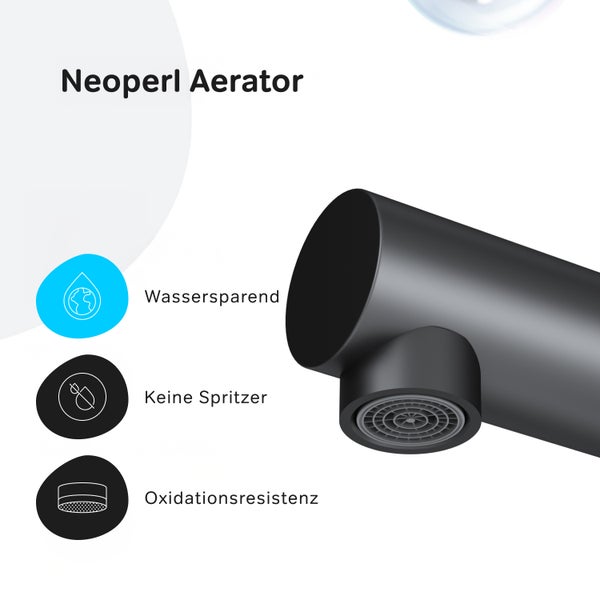 Neoperl Strahlregler mit Symbolen für Wassersparend, Keine Spritzer und Oxidationsresistenz