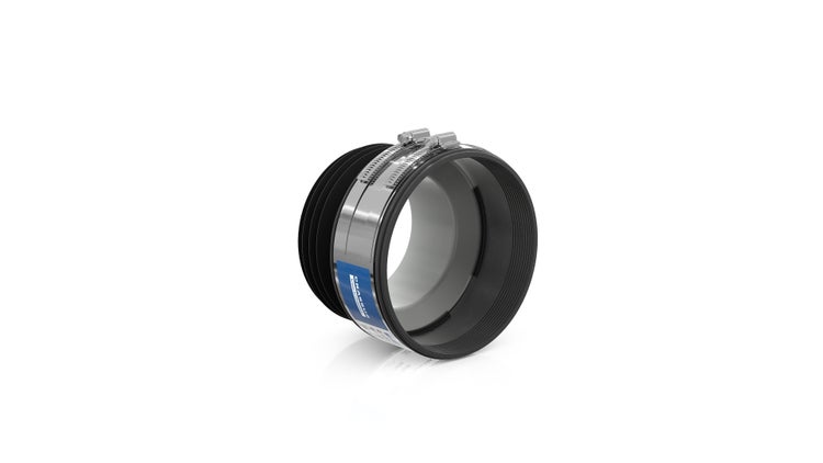 Flexible Rohrkupplung mit Metallspannbändern zur Verbindung von Abwasserrohren