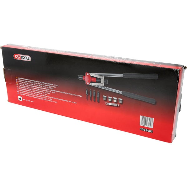 KS Tools Langarm Handnietzangen-Satz für Gewindehülsen, 10-teilig im Set