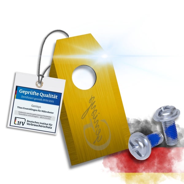 Genisys Titan Ersatzklingen für Mähroboter mit LIFV Siegel und Schrauben