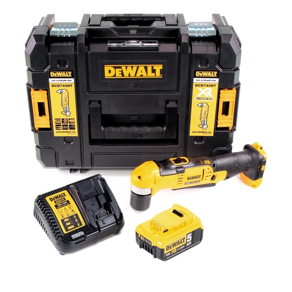 DeWalt 18 Volt Akku-Winkelbohrmaschine DCD740 mit Akku, Ladegerät und TSTAK-Transportkoffer