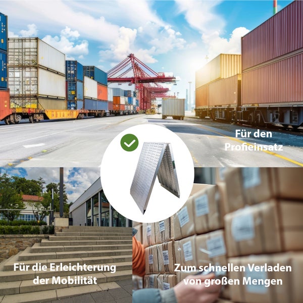 Anwendungsbereiche der Rollstuhlrampe im Überblick: Für den Profieinsatz, zur Erleichterung der Mobilität, zum schnellen Verladen von grossen Mengen.