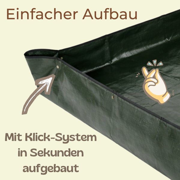 Umtopfmatte mit Klick-System für einen einfachen und schnellen Aufbau durch Druckknöpfe.