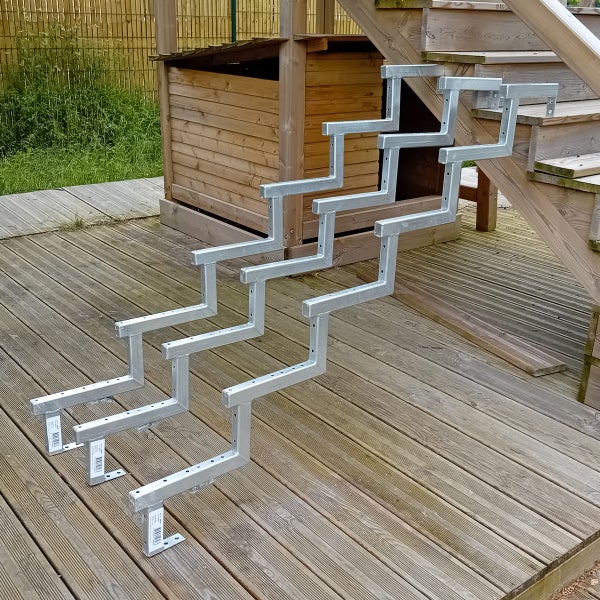 3er Set Stahl Treppenwange 6 Stufen - Option für Setzstufen-Höhe 102cm