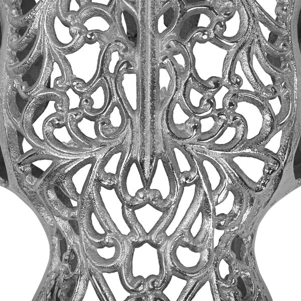 WOMO-DESIGN Schädel mit Hörner Unikat Skulptur Wand Dekoration Matador Büffel Silber 57x35 cm Wandskulptur aus Aluminium mit Nickelbeschichtung, Tierkopf Wohnaccessoire Zeichen Tierschädel Kuhschädel