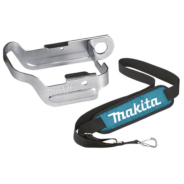 Makita Metallbügel und Schultergurt mit Makita Logo, Polsterung und Karabinerhaken für Elektrowerkzeuge.