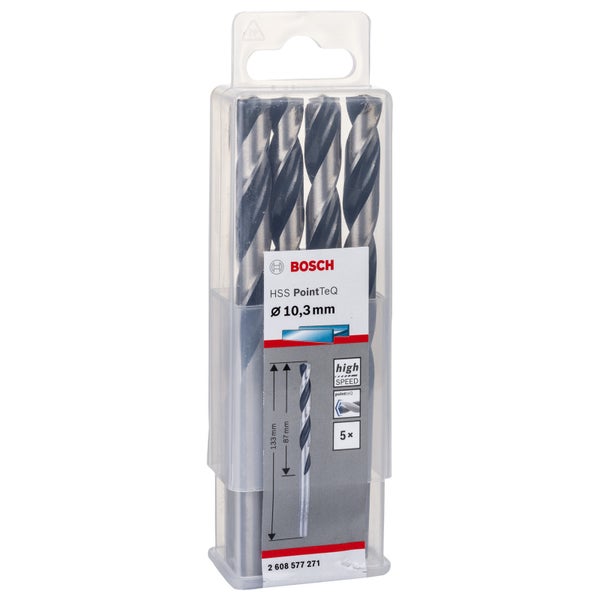 Bosch Logo HSS PointTeQ 10,3 Millimeter Bohrer Set, 5 Stück