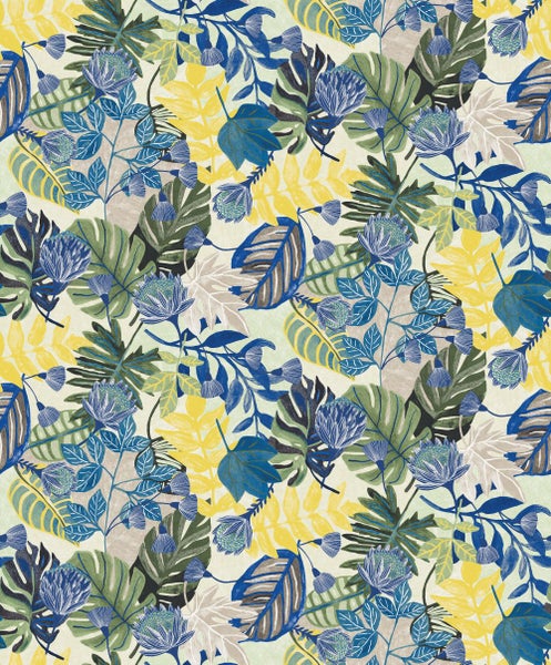 Masureel Tapete Blätter Blau - 53 cm x 10.05 m - 631814