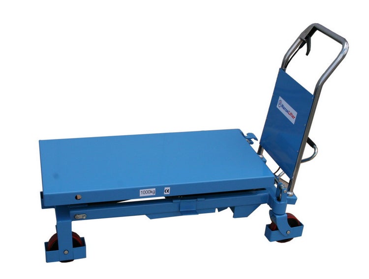 Blaue Tischwagen mit einer Traglast von 1000 Kilogramm