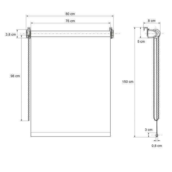 ECD Germany Verdunkelungsrollo 80 x 150 cm - Weiß - Klemmfix - ohne Bohren - für Sonnen- und Sichtschutz - inkl. Befestigungsmaterial - EasyFix Rollo Klemmrollo