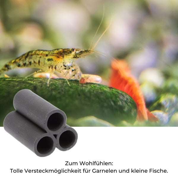 Aquariendeko Pyramide 3er XL Garnelenröhre Aquarium Deko Garnelen Garnelenhöhle Krebshöhle Welsröhre Laichröhre Keramik Ton Schwarz