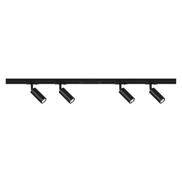 Briloner Rail Schienensystem, Komplettset, 4x LED Spots, Dimmbar, Einspeisung, Schwarz, 1,5 m