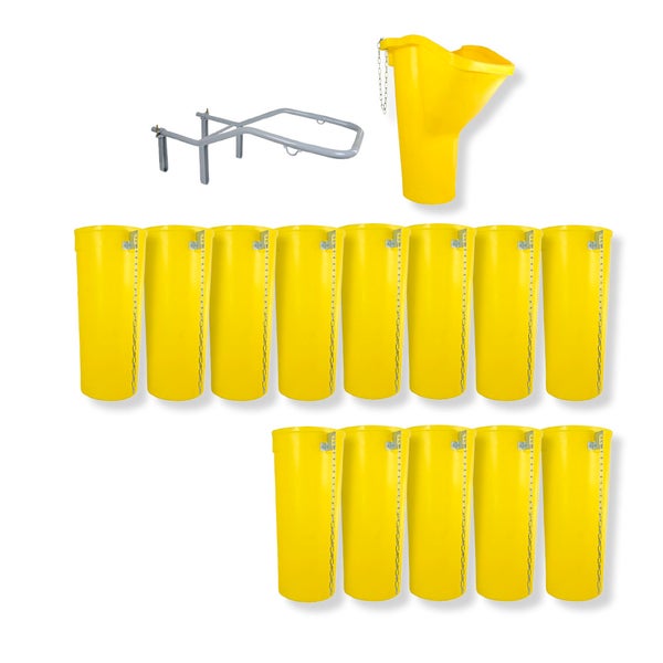 Bauschuttrutschen-Set SIRL XXL Profi | 15-teilig | 14,78m Länge | Einfülltrichter, Halterung & 13 Schuttrohre | Gelb