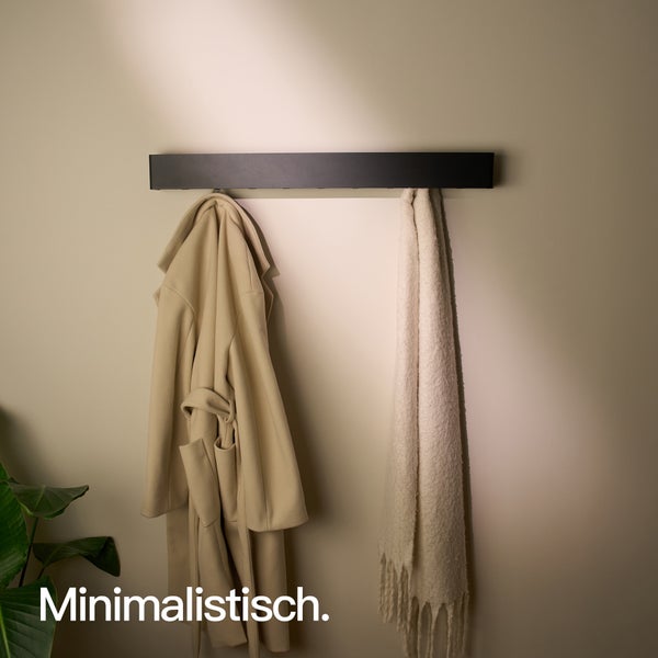 Designfabrik Hamburg Garderobe mit versteckten Haken  |  Wandgarderobe Schwarz 80 cm