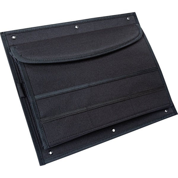 Schwarze Werkzeugtasche aus Stoff mit Ösen zur Befestigung