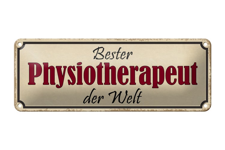 Blechschild Spruch 27x10cm bester Physiotherapeut der Welt Dekoration