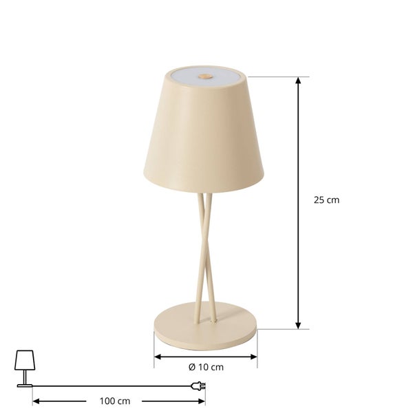 Lindby LED Janea ( Touchdimmer) dimmbar (spritzwassergeschützt (Modern) in Creme aus Metall (1 flammig, ) Touch Lampe