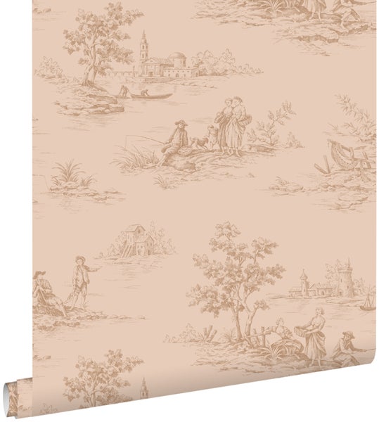 ESTAhome Tapete Toile de Jouy Hellrosa - 50 x 900 cm - 139812