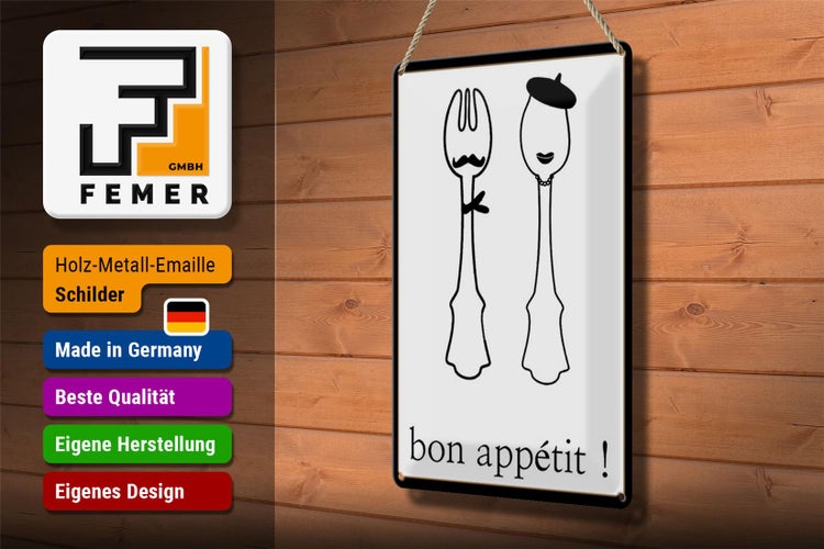 Blechschild Spruch 20x30cm Bon Appetit Schild
