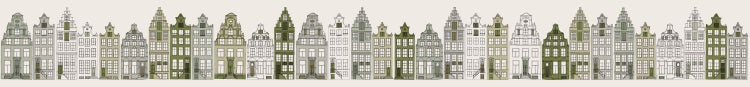 ESTAhome XXL-Tapetenbordüre Amsterdamer Grachtenhäuser Armeegrün - 50 x 400 cm - 157715