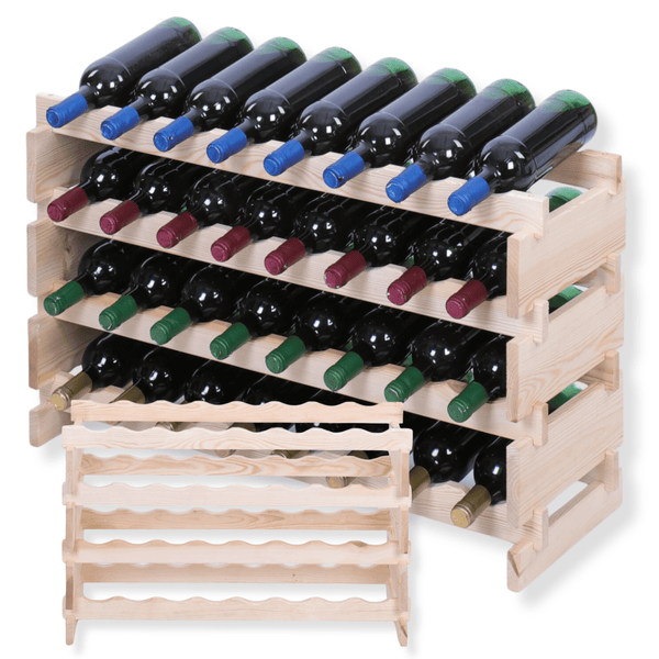 Weinregal VINOTECA FLEX PRO HxBxT 51x84x28cm 32 Flaschen auf 4 Ebenen Massives Kiefernholz Natur unbehandelt