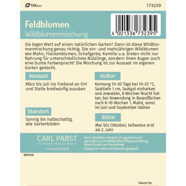 Feldblumen Wildblumenmischung Samen von Pabst Keimkraft