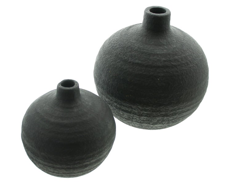 FRANK FLECHTWAREN | Dekovase Noir, 2er Set, ZEMENT, 11,5 x 11,5 x 11,5 cm, 16,5 x 16,5 x 16,5 xm