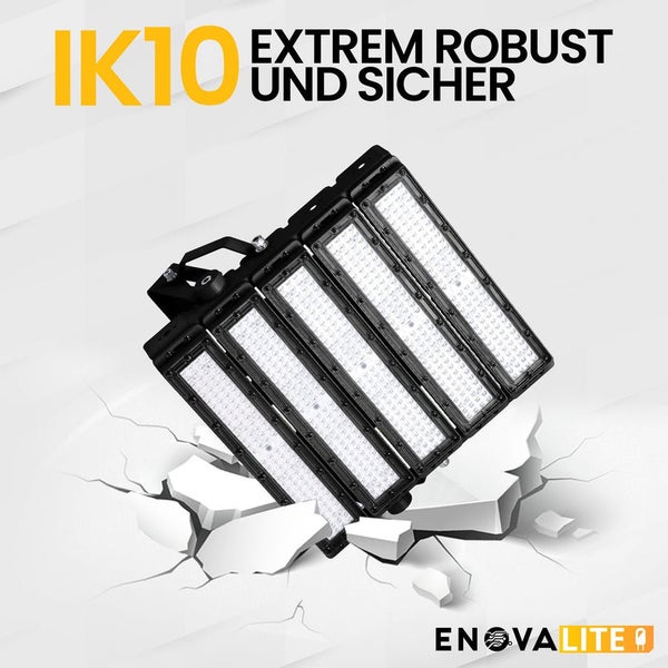ENOVALITE Profi LED Stadion Fluter Flutlichtstrahler 300W 39000lm 5000K Neutralweiß Strahler IP66 IK10 Meanwell Driver