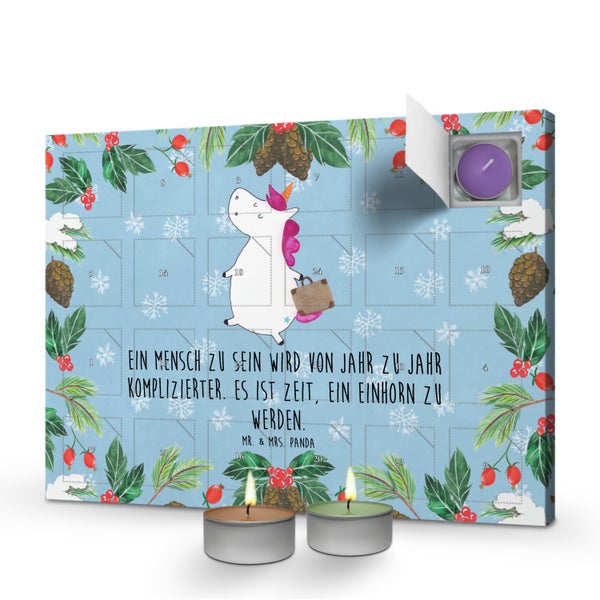 Mr. & Mrs. Panda Duftkerzen Adventskalender Einhorn Koffer - Blau Pastell