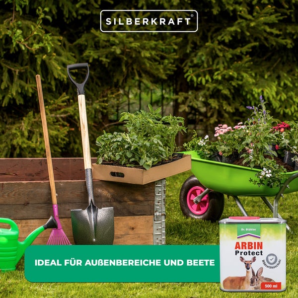 Arbin Protect Wildverbiss-Schutz gegen Rehe, Hasen und Kaninchen, Duftbarriere zur Wildabwehr im Garten, schützt Bäume, Sträucher, Beete, Zierpflanzen und Obstpflanzen zuverlässig