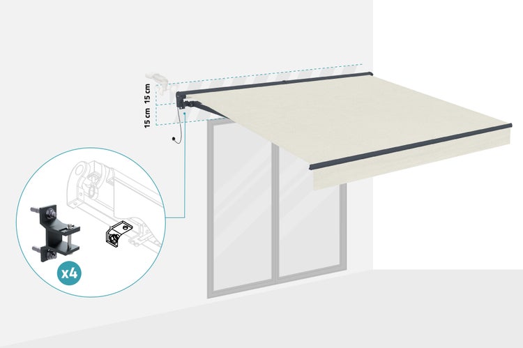 FAZZIO 3x2,5m Beige motorisierte Halbkassettenmarkise - Premium-Canvas 320 g/m²