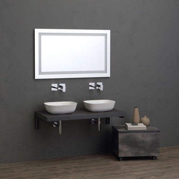 Graues Holzregal für Aufsatzwaschbecken 60 cm | Valentina
