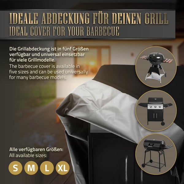 BBQ#BOSS Premium Grillabdeckung, Größe M 147x61x122 cm, aus Oxford-Stoff, Reißfest, Heavy Duty Outdoor BBQ Abdeckung, Gasgrill Abdeckhaube Wetterfest, Grill Schutzhülle Wasserdicht, Grillhaube Cover