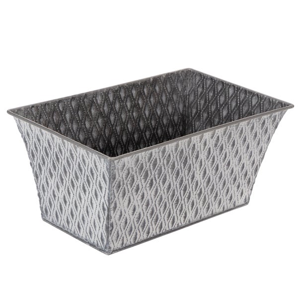 Rechteckiger konischer Pflanzkasten aus Metall mit Rautenmuster