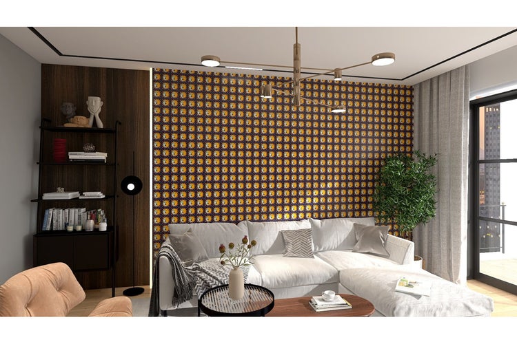 Dekorative Fliese mit Sonne- und Mondmotiv