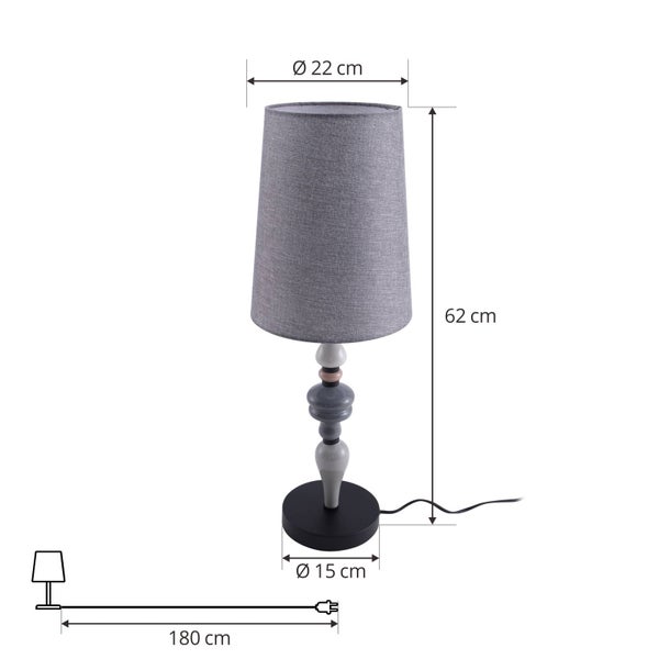 Lindby Tischlampe Haldorin (Landhaus, Vintage Rustikal) in Schwarz (1 flammig E27) - Textil Tischleuchte Schreibtischlampe Nachttischlampe Wohnzimmerleuchte