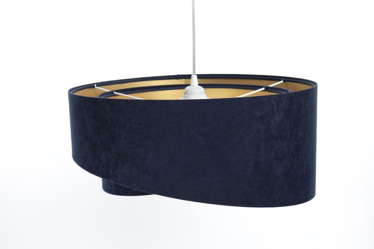 Pendelleuchte Hängeleuchte Henny P Velours marine blue & gold Ø 45 cm 11135