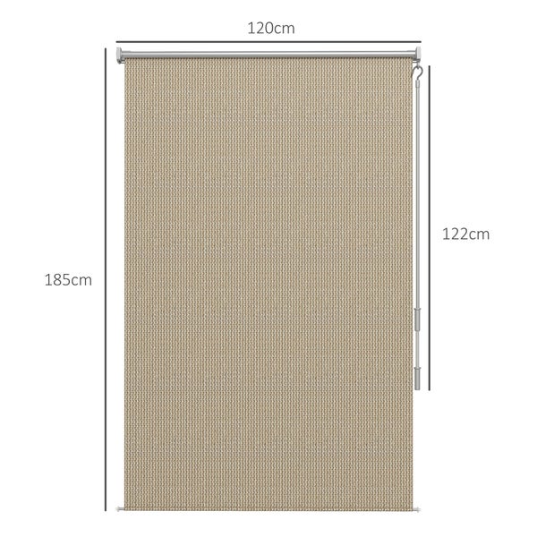 Outsunny Senkrechtmarkise Balkonrollo mit Handkurbel, 120 x 185 cm Außenrollo, Verdunkelungsrollo, Sichtschutz für Pavillon, Garten, Beige