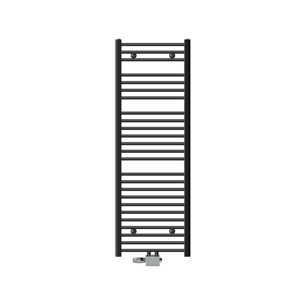 ECD Germany Badheizkörper Mittelanschluss 500 x 1500 mm Anthrazit gerade mit Thermostat und Anschlussgarnitur Universal Eck- und Durchgangsform - Heizkörper Heizung Handtuchwärmer Handtuchtrockner