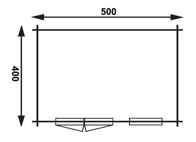 Grundrisszeichnung mit den Maßen 500 mal 400