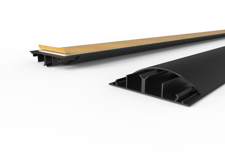 CILSON WDK9020SS Art.-Nr. 6700430 Kabelkanal 90 x 20 mm x 2.000 mm - Trittfest, selbstklebend mit Bodenbelochung, schwarz RAL 9005