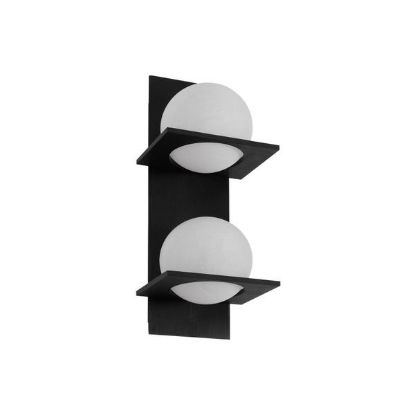 Wandleuchte mit zwei runden Lampenschirmen