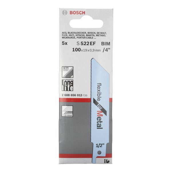 Bosch 5x Säbelsägeblatt S 522 EF Flexible for Metal - 2608656012