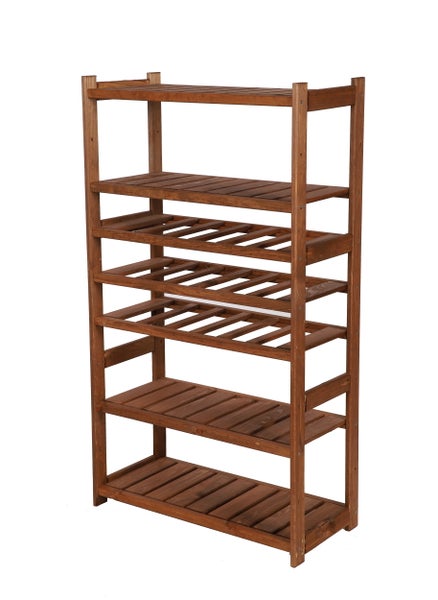 PROREGAL Weinregal SPREEWALD HxBxT 124x70x33cm 18 Flaschen auf 3 Ebenen + 4 Ablagen Massives Kiefernholz Braun geölt