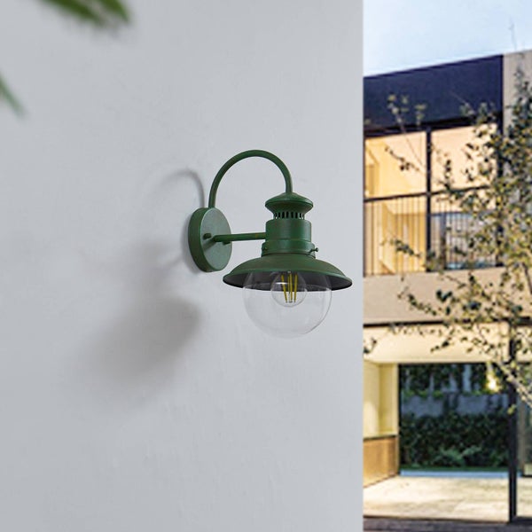 Lindby Wandleuchte außen (Laterne) Celinor (spritzwassergeschützt (Landhaus, Vintage Rustikal) in Grün aus Metall (1 flammig E27) - Außenwandleuchten Wandlampe Led Außenlampe Outdoor